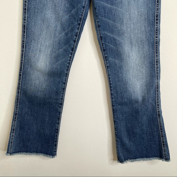 7 For All Mankind Cropped Boot Fray Hem Denim Jeans Size 28 Bohemian Comfort - Picture 5 of 14